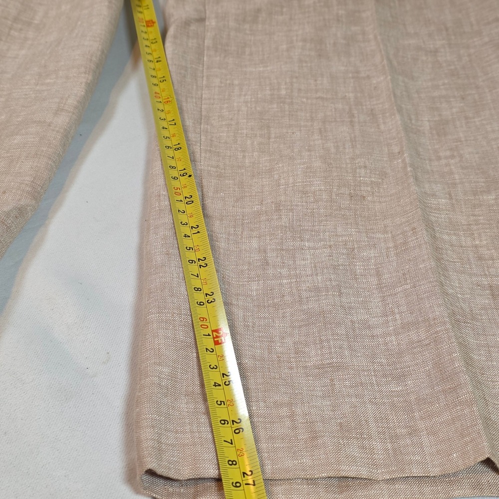 Talbots Southampton Straight Leg 100% Linen Pants Tan Beige 12P Petite NWT - Picture 8 of 10